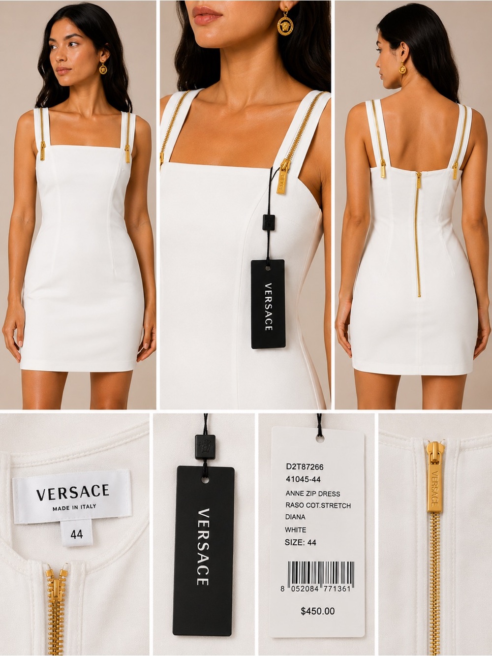 VERSUS by Versace- White Little Zipper Strap Dress